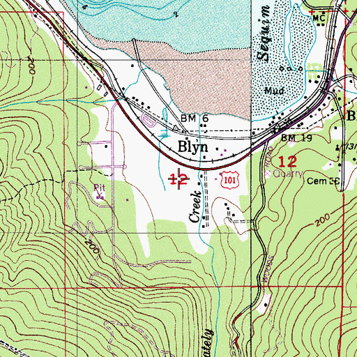 Topographic Map of Clallam County Fire District 3 Station 7 Blyn, WA