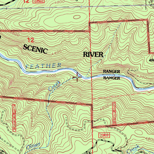 Topographic Map of Oliver Creek, CA