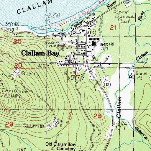 Topographic Map of Clallam County Fire District 5 Headquarters Station 1, WA