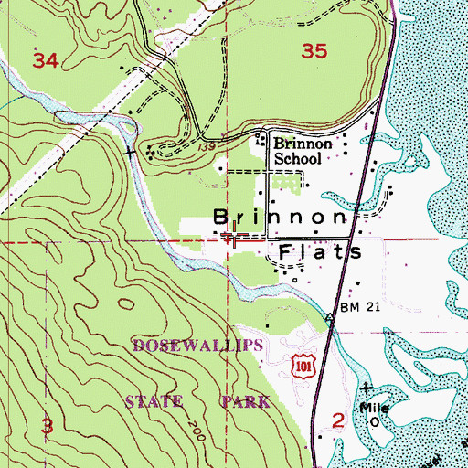 Topographic Map of Jefferson County Fire District 4 Brinnon Fire Department Station 4 - 1 Headquarters, WA