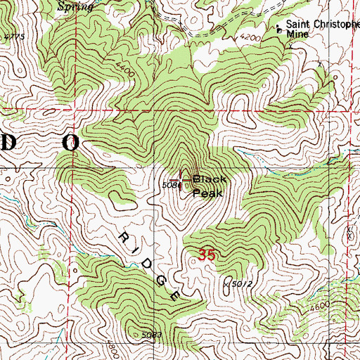 Topographic Map of Black Peak, AZ