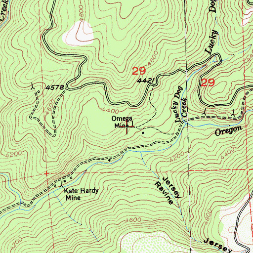Topographic Map of Omega Mine, CA