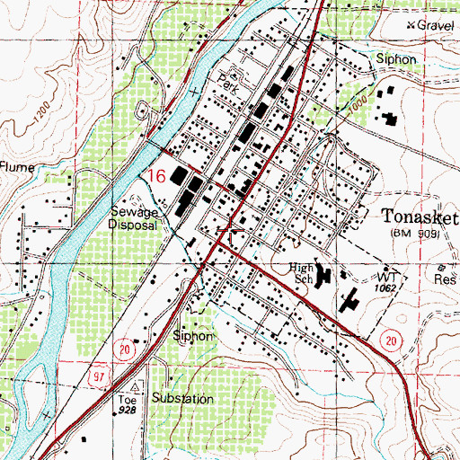 Topographic Map of Tonasket Emergency Medical Services District, WA