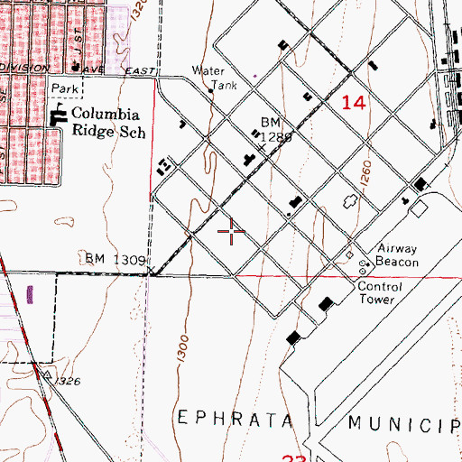 Topographic Map of Grant County Fire District 5 Station 14, WA