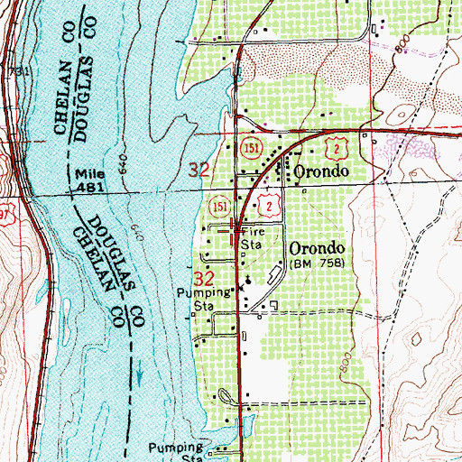 Topographic Map of Douglas County Fire District 4, WA