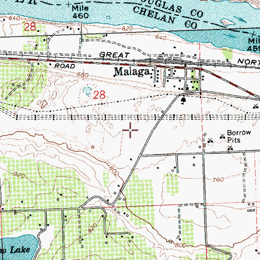 Topographic Map of Chelan County Fire District 1 Station 17 Malaga Complex, WA