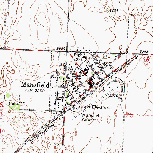 Topographic Map of Mansfield Fire Department, WA