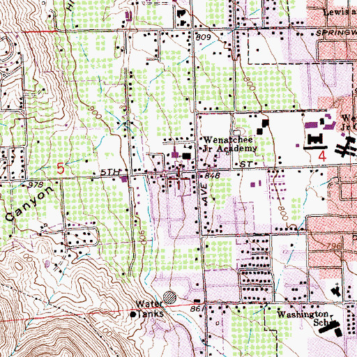 Topographic Map of Chelan County Fire District 1 Station 12 West Wenatchee, WA