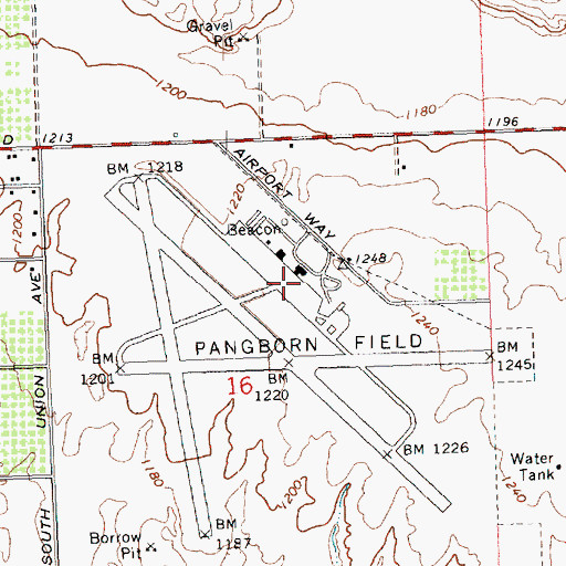 Topographic Map of Douglas County Fire District 2 Station 222 Pangborn Airport, WA