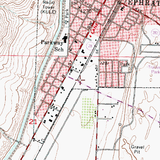 Topographic Map of Grant County Fire District 13, WA
