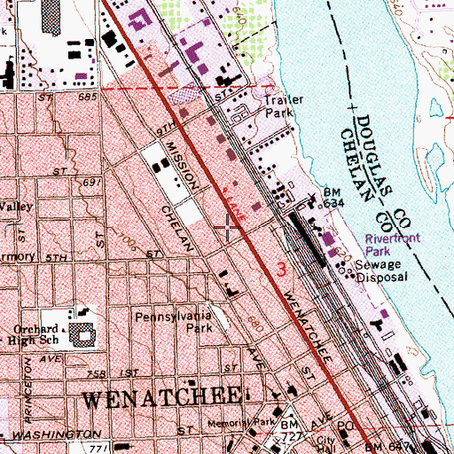 Topographic Map of Lifeline Ambulance Headquarters Station, WA