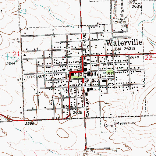 Topographic Map of Waterville Ambulance Service, WA