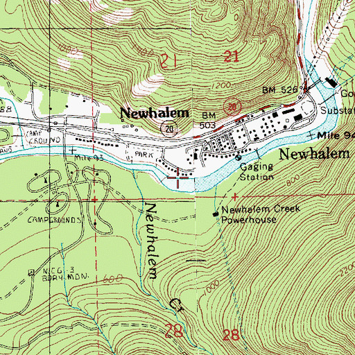 Topographic Map of Newhalem / Diablo Volunteer Fire Department, WA