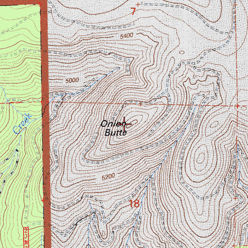 Topographic Map of Onion Butte, CA
