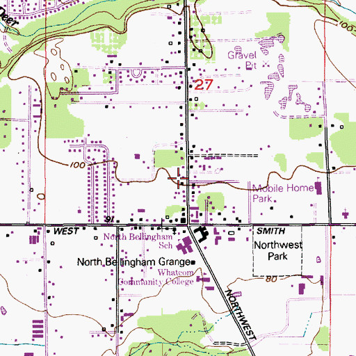 Topographic Map of Whatcom County Fire District 7 Station 43 North Bellinham, WA