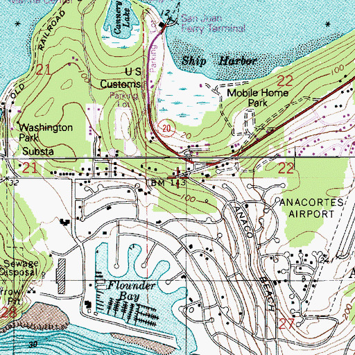 Topographic Map of Anacortes Fire Department, WA
