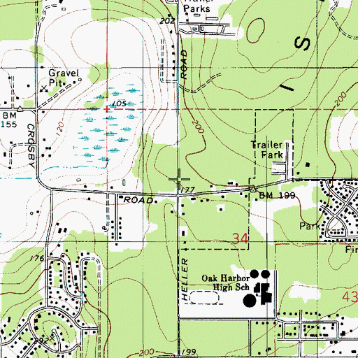 Topographic Map of Island County Fire District 2 North Whidbey Fire and Rescue Station 25 Heller Road, WA