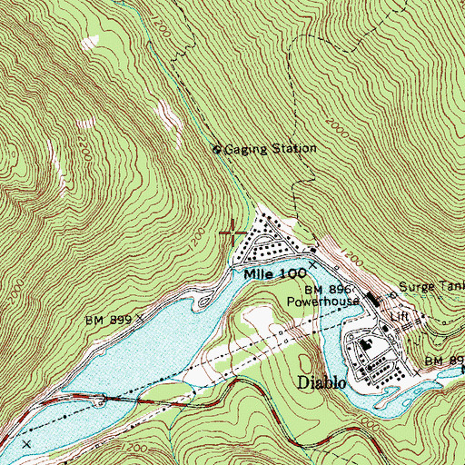 Topographic Map of Newhalem / Diablo Volunteer Fire Department, WA