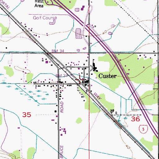 Topographic Map of North Whatcom Fire and Rescue Station 64 Custer, WA
