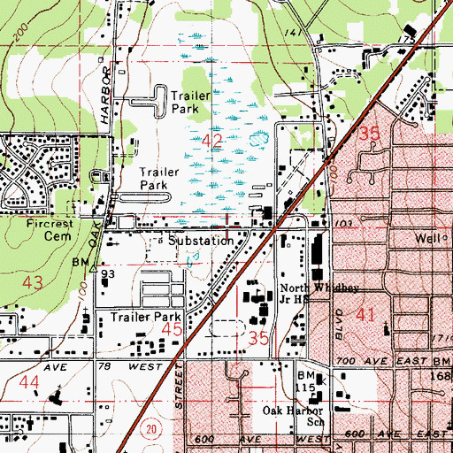 Topographic Map of Oak Harbor Fire Department, WA