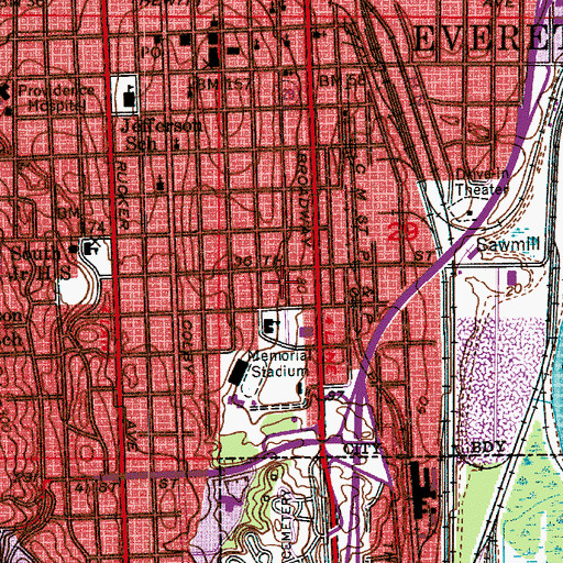Topographic Map of Rural Metro Ambulance, WA