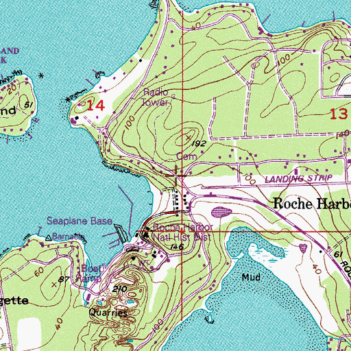 Topographic Map of San Juan Island Fire Department Roche Harbor Station 35, WA