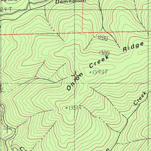Topographic Map of Onion Creek Ridge, CA