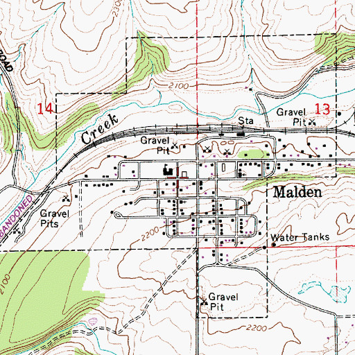 Topographic Map of Malden Volunteer Fire Department and Emergency Medical Services, WA