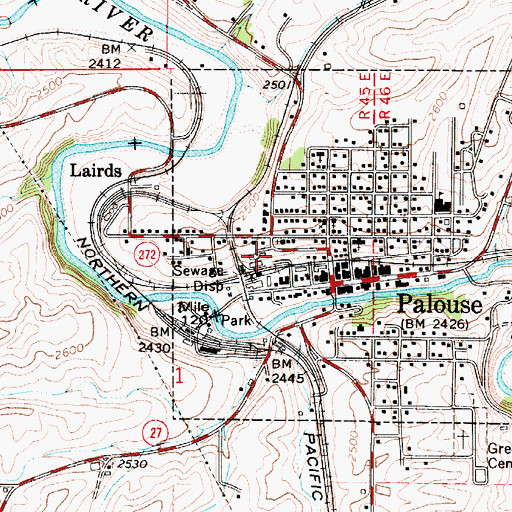 Topographic Map of Whitman County Fire District 4 Palouse Fire Department and Emergency Medical Services Station 1, WA
