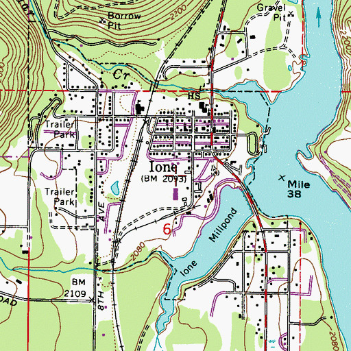 Topographic Map of Ione Volunteer Fire Department, WA