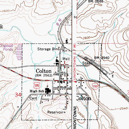 Topographic Map of Whitman County Fire District 14 Station 1, WA
