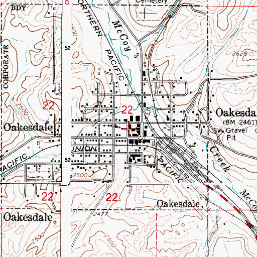 Topographic Map of Whitman County Fire District 10 Oakesdale, WA