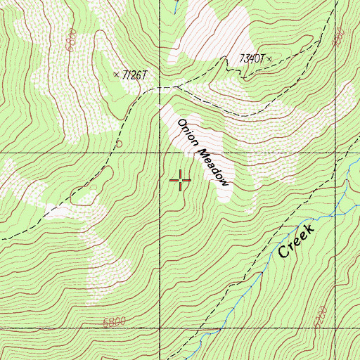 Topographic Map of Onion Meadow, CA