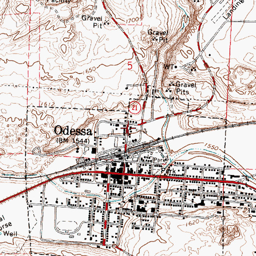 Topographic Map of Odessa Ambulance, WA
