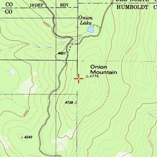 Topographic Map of Onion Mountain, CA
