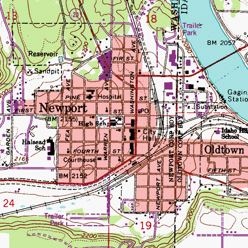 Topographic Map of Newport Ambulance Service, WA