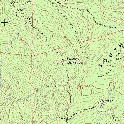 Topographic Map of Onion Springs, CA