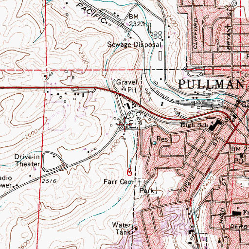 Topographic Map of Whitman County Fire District 12 Station 12 - 1, WA