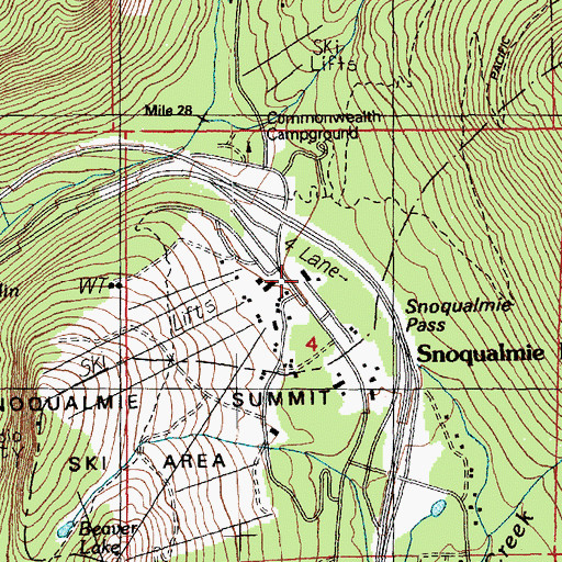 Topographic Map of Snoqualmie Pass Fire and Rescue, WA