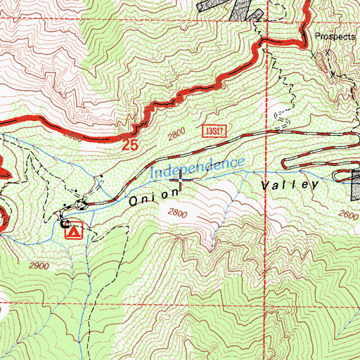 Topographic Map of Onion Valley, CA