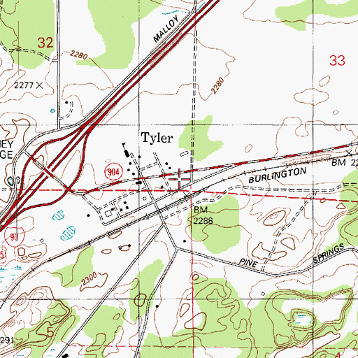 Topographic Map of Spokane County Fire District 3 Station 312 Tyler, WA