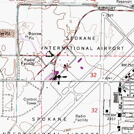 Topographic Map of Spokane International Airport Fire Department, WA