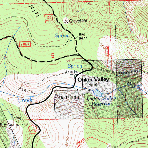 Topographic Map of Onion Valley, CA