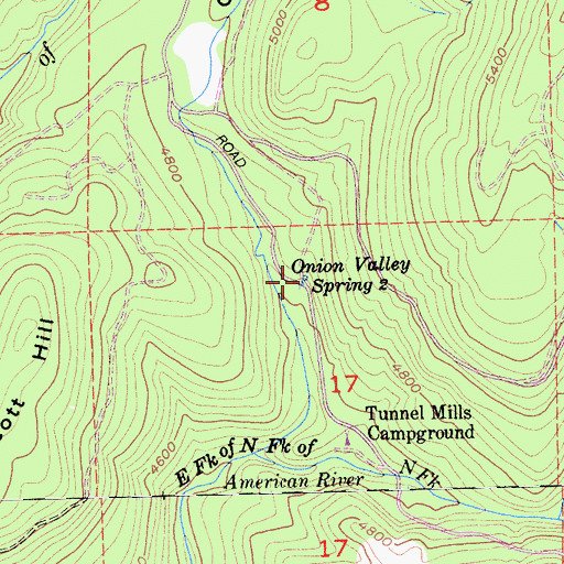 Topographic Map of Onion Valley Spring Two, CA