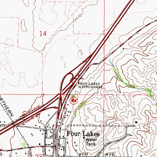 Topographic Map of Spokane County Fire District 3 Station 33, WA