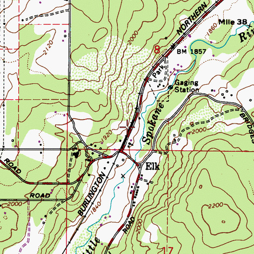 Topographic Map of Spokane County Fire District 4 Station 43 Elk, WA