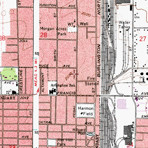 Topographic Map of Spokane County Fire District 9 Station 98, WA