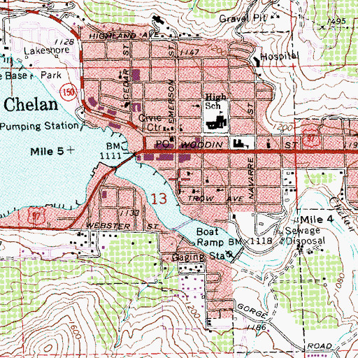 Topographic Map of Chelan County Fire Protection District 7, WA