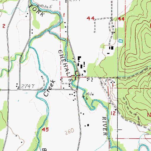 Topographic Map of Lewis County Fire District 13 Station 1, WA