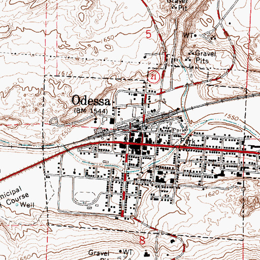 Topographic Map of Lincoln - Adams County Fire District 3, WA
